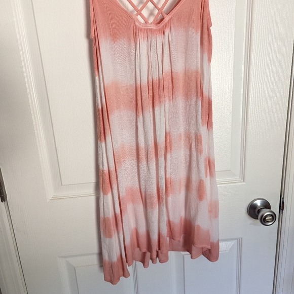 Elan Ruby Jane Tie Dye Sleeveless Shift Tunic Mini Dress Pink Cream Small - Picture 5 of 7